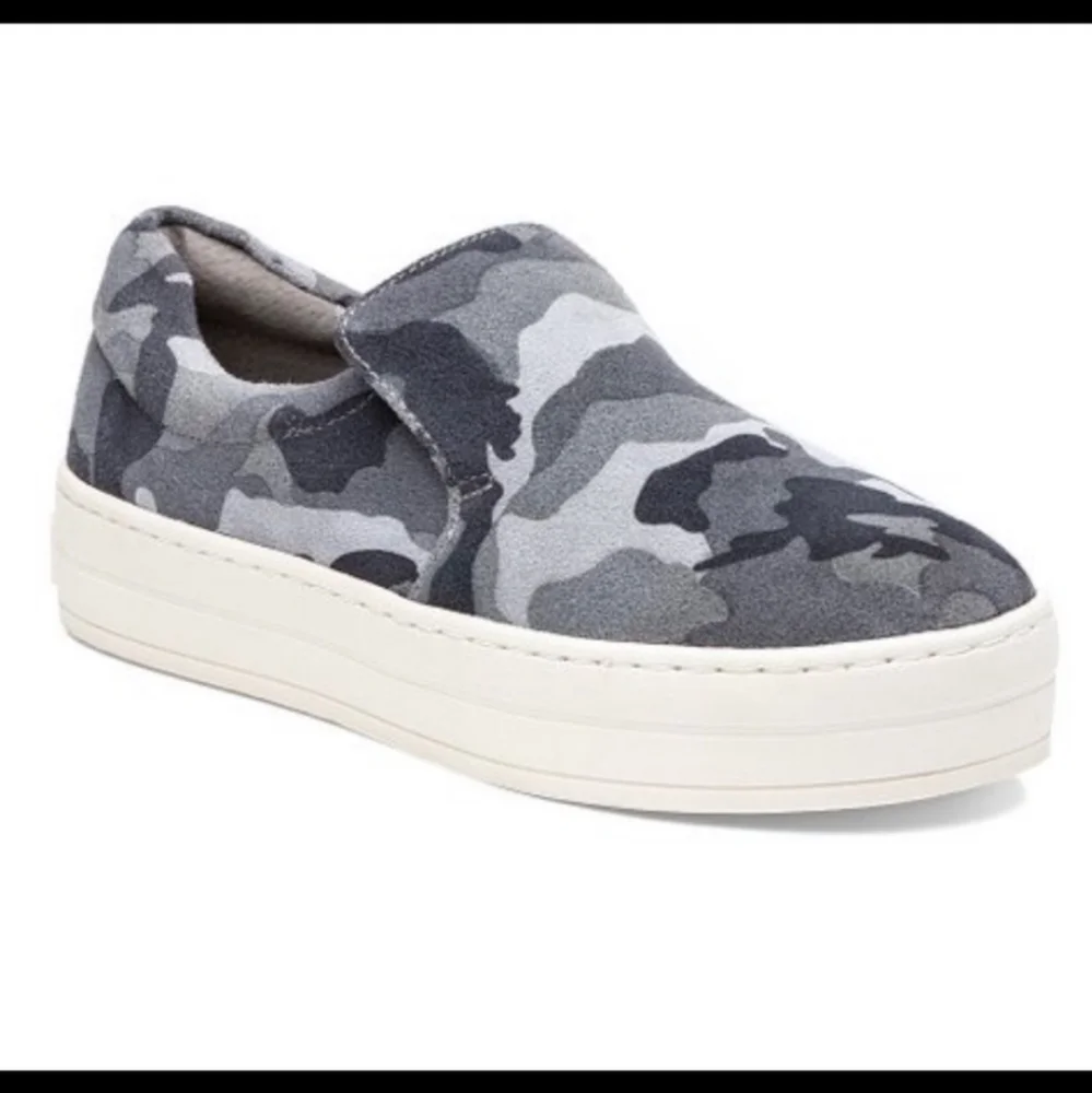 J/slides‎ Harry blue Camo suede platform slip on sneaker size 7.5 Y2k Comfort